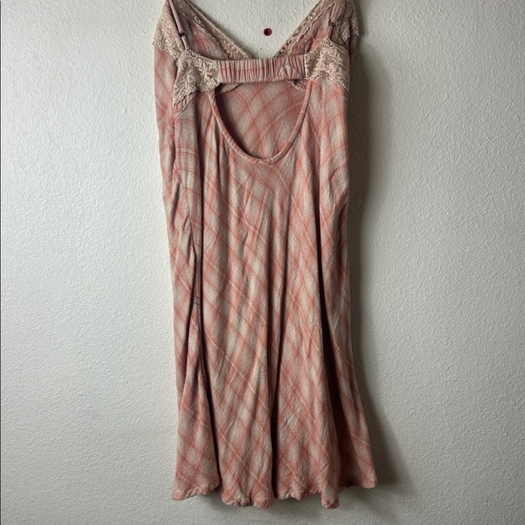 Free People Gracie Slip Dress in Pink Plaid with Oversized Button Up Shirt. XS - Picture 7 of 7